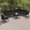 vidaXL 9 pcs conjunto lounge de jardim c/ almofad&otilde;es vime PE preto