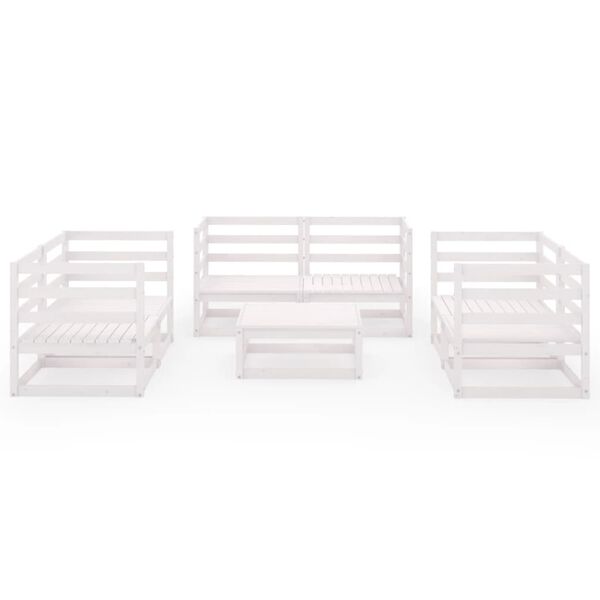 vidaXL 7 pcs conjunto lounge de jardim pinho maci&ccedil;o branco