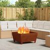 vidaXL Fire Pit Castanho 80 x 80 x 43 cm A&ccedil;o resistente &agrave;s intemp&eacute;ries