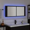 vidaXL Espelho de LED com prateleira Carvalho Preto 100 x 12 x 45 cm