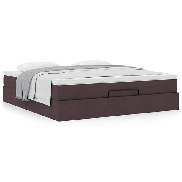 vidaXL Estrutura de cama otomana com colch&atilde;o 180x200cm castanho escuro