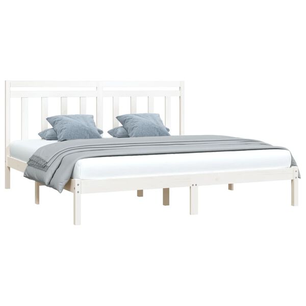 vidaXL Estrutura de cama super king pinho maciço 180x200 cm branco