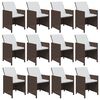 vidaXL 13 pcs conjunto jantar p/ jardim c/ almofad&otilde;es vime PE castanho