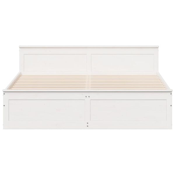 vidaXL Cama sem colch&atilde;o com cabeceira 200x200 cm pinho maci&ccedil;o branco
