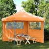 vidaXL Tenda para festas pop-up dobr&aacute;vel c/ 2 paredes laterais laranja
