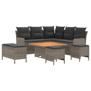 vidaXL Conjuntos de m&oacute;veis 7 unid. Cinza e Cinza Escuro Rattan de PE