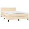 vidaXL Cama box spring c/ colch&atilde;o e LED 140x190 cm tecido cor creme