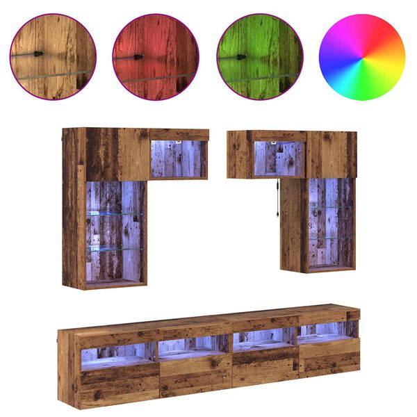 vidaXL Unidades de Parede para TV 6 pcs Carvalho Preto