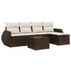 vidaXL 6 pcs conjunto de sof&aacute;s jardim c/ almofad&otilde;es vime PE castanho