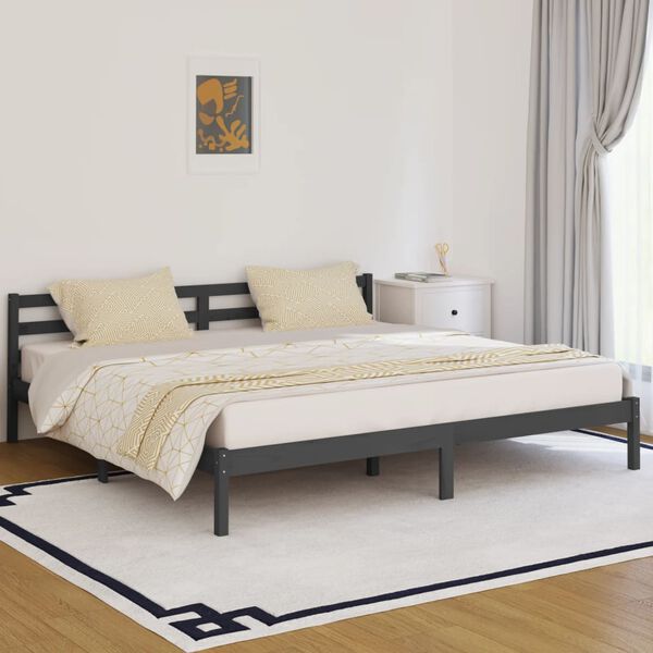 vidaXL Estrutura de cama 200x200 cm pinho maci&ccedil;o cinzento