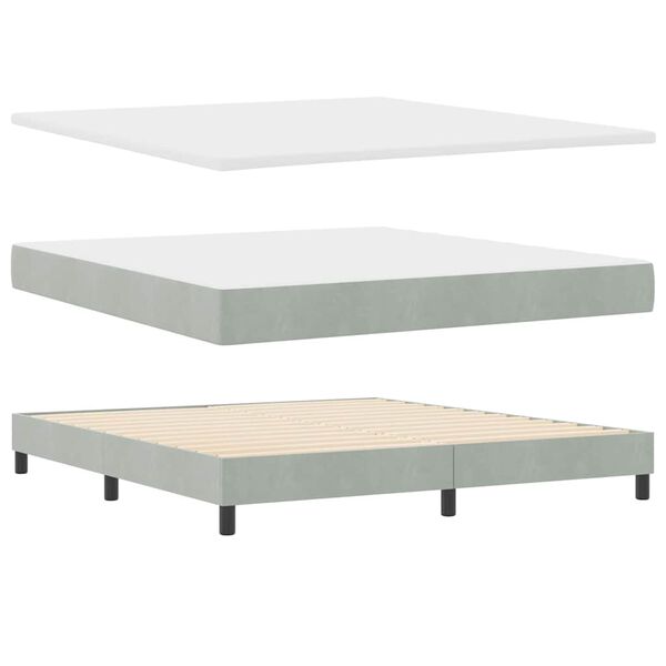 vidaXL Cama Box com colch&atilde;o Cinzento-claro 200 x 180 cm Veludo