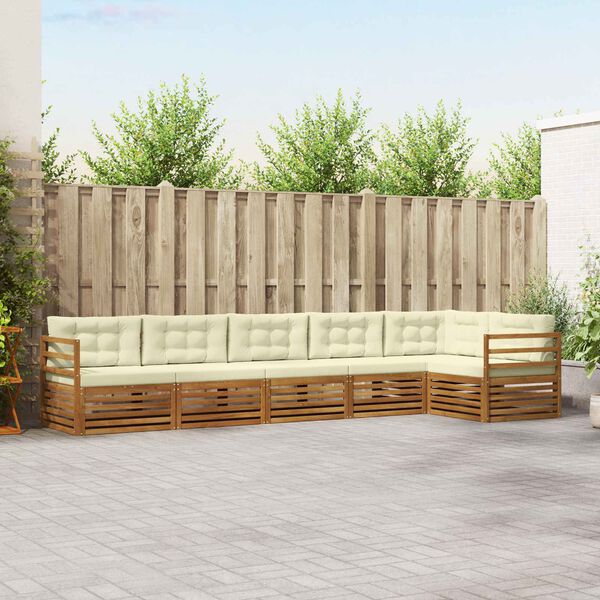 vidaXL Conjunto de Sof&aacute;s para Exterior 6 pcs Natural e Creme