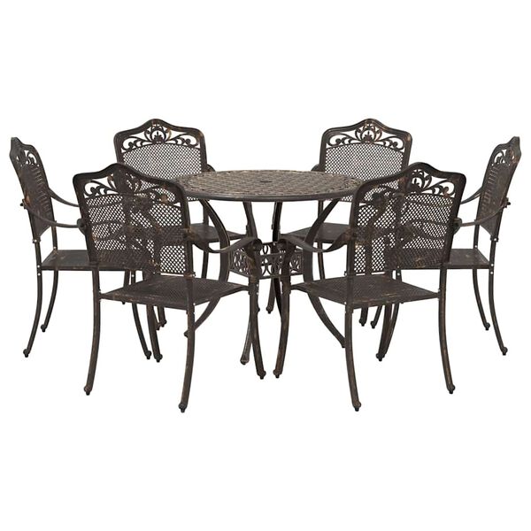 vidaXL Conjunto de Jantar para Jardim 7 pcs Bronze 90 x 90 x 75 cm