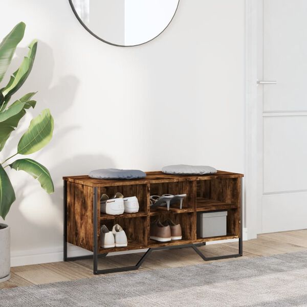 vidaXL Sapateira 90x38x45,5 cm derivados de madeira carvalho fumado