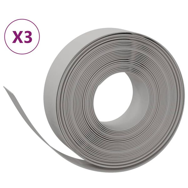 vidaXL Bordas de jardim 3 pcs 10 m 15 cm polietileno cinzento