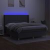 vidaXL Cama box spring c/ colch&atilde;o e LED 180x200 cm tecido cinza-escuro