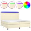 vidaXL Cama box spring c/ colch&atilde;o/LED 200x200cm couro artificial creme