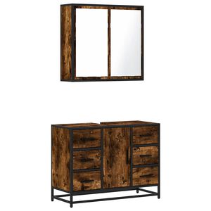 vidaXL 2 pcs conj. m&oacute;veis casa de banho derivados madeira cor fumado