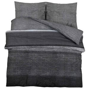 vidaXL Conjunto de capa de edred&atilde;o 200x220 cm algod&atilde;o cinzento-escuro e preto
