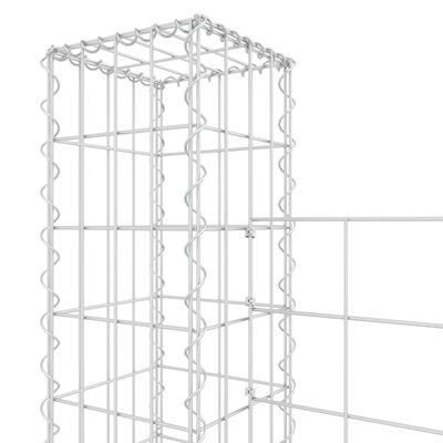 vidaXL Cesto gabião em forma de U c/ 6 postes 620x20x150 cm ferro