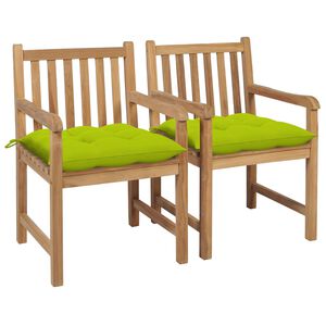 vidaXL Cadeiras jardim c/ almofad&otilde;es verde brilhante 2 pcs teca maci&ccedil;a