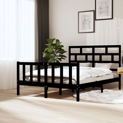 vidaXL Estrutura de cama 160x200 cm madeira de pinho maciça preto