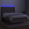 vidaXL Cama box spring colch&atilde;o/LED 140x190cm tecido cinza-acastanhado