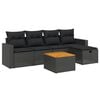 vidaXL 6 pcs conjunto sof&aacute;s de jardim c/ almofad&otilde;es vime PE preto