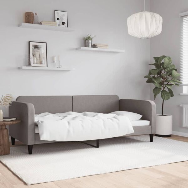 vidaXL Sof&aacute;-cama 90x200 cm tecido cinzento-acastanhado