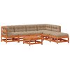 vidaXL Conjunto de Lounge de Jardim 7 pcs Castanho Cera