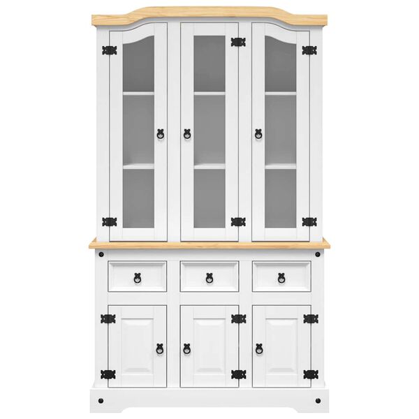 vidaXL Armário alto Corona pinho mexicano maciço branco