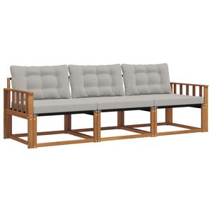 vidaXL Conjunto de Sof&aacute;s para Exterior 3 unid. Cinza Natural e Claro