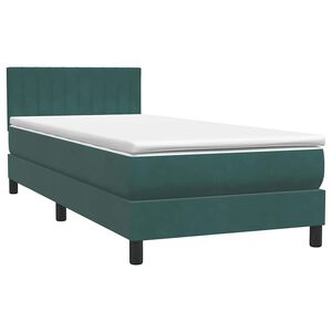 vidaXL Cama com molas/colch&atilde;o verde-escuro 80x220 cm veludo