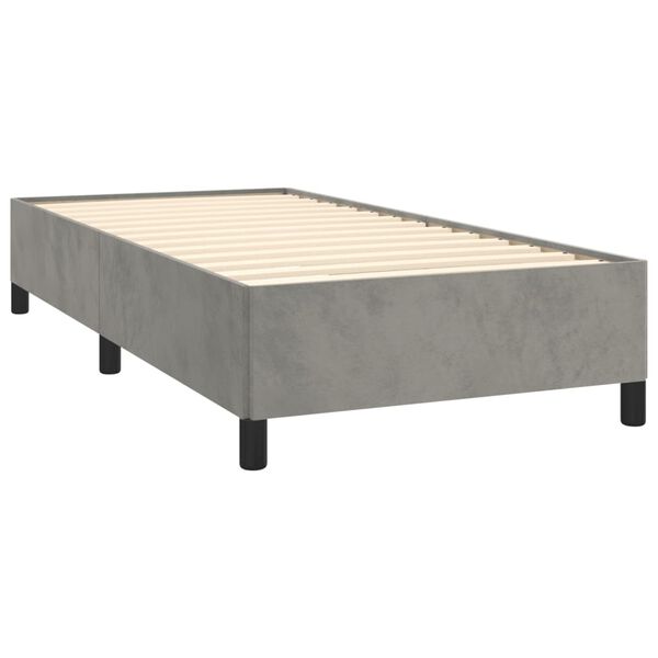 vidaXL Estrutura de cama sem colch&atilde;o 90x200 cm veludo cinzento-claro