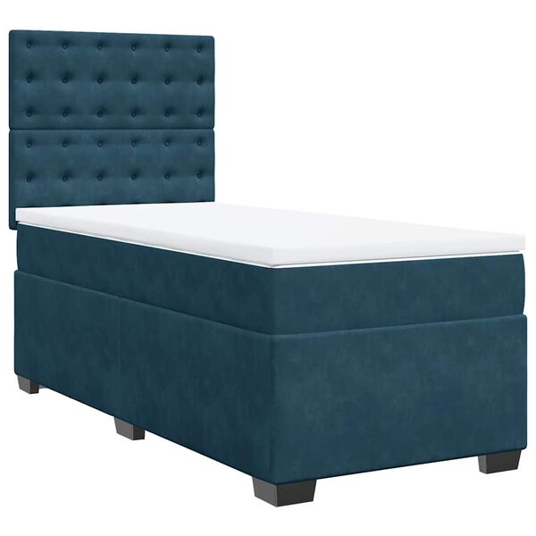 vidaXL Cama boxspring com colch&atilde;o 90x190 cm veludo azul