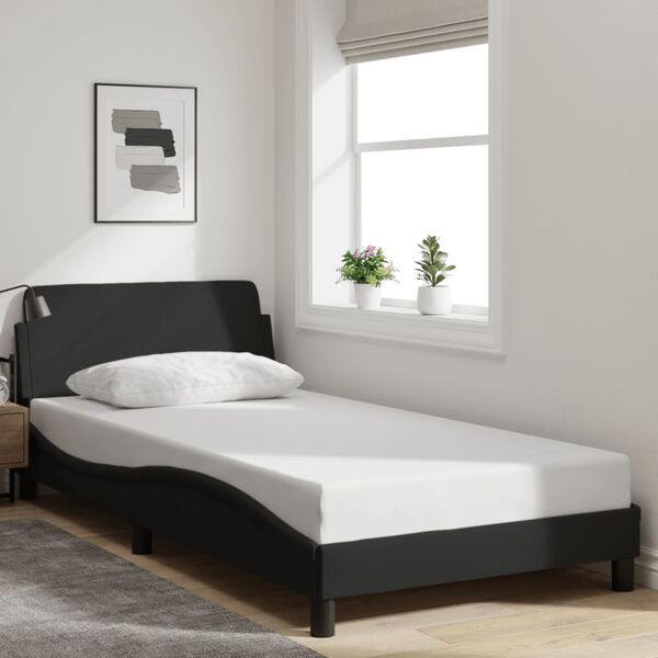 vidaXL Estrutura de cama Dover 100x200 cm tecido preto