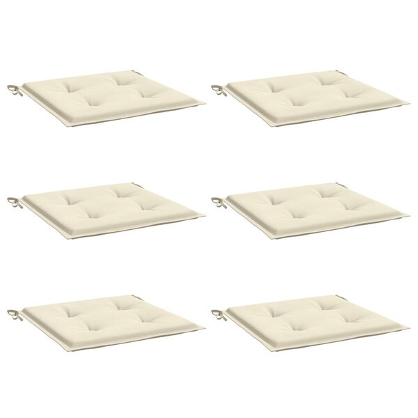 vidaXL Almofad&otilde;es p/ cadeiras de jardim 6 pcs tecido oxford creme