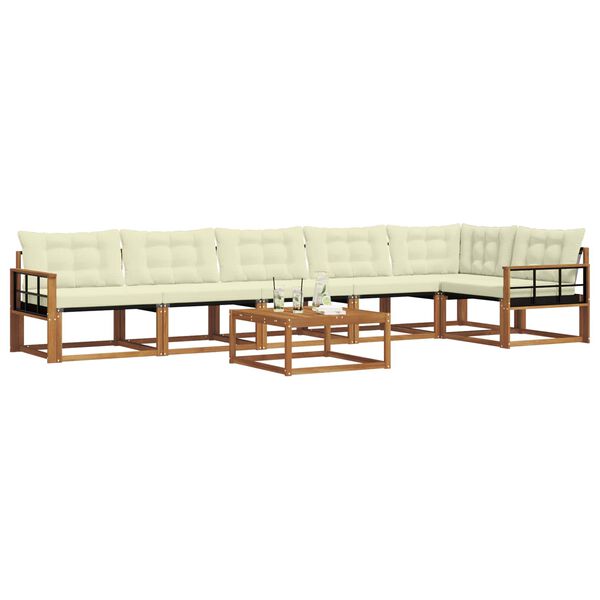 vidaXL Conjunto de Sof&aacute;s para Exterior 7 pcs Natural e Creme