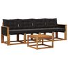 vidaXL Conjunto de Sof&aacute;s para Exterior 5 pcs Natural e Preto