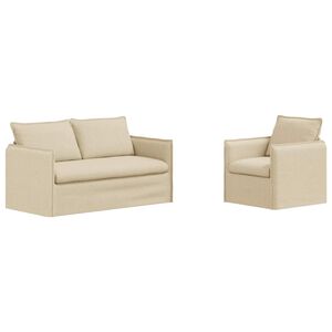 vidaXL Conjunto de Sof&aacute;s 2 unid. Creme Tecido