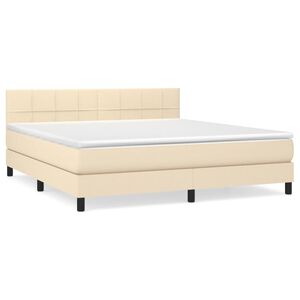 vidaXL Cama com molas/colch&atilde;o 160x200 cm tecido cor creme