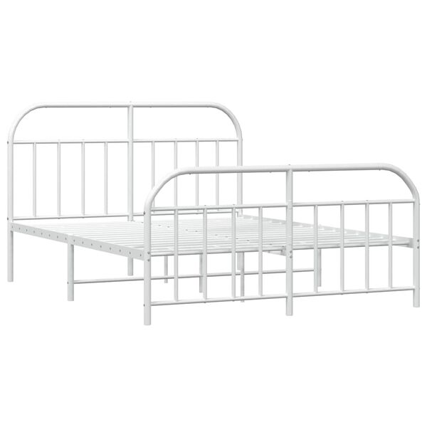 vidaXL Estrutura de cama com cabeceira e pés 150x200 cm metal branco