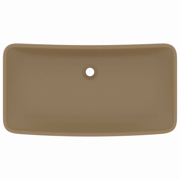 vidaXL Lavat&oacute;rio luxuoso retangular 71x38 cm cer&acirc;mica creme mate