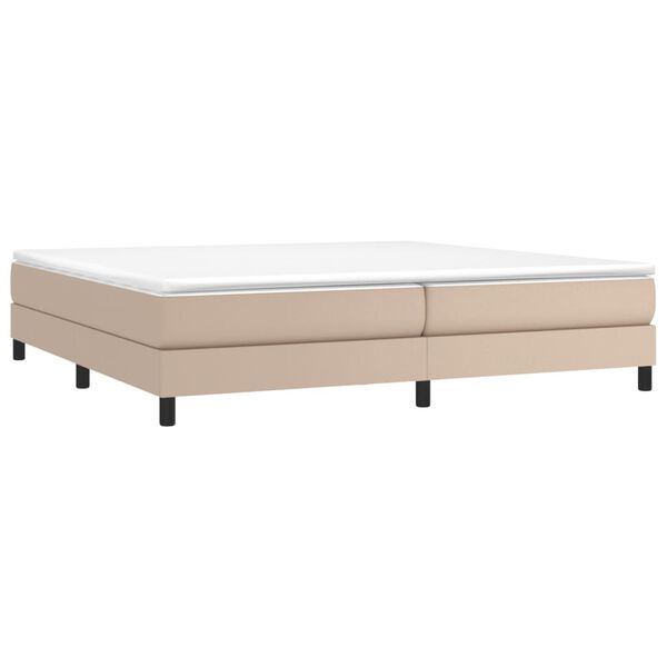 vidaXL Cama com molas/colch&atilde;o 200x200 cm couro artificial cappuccino