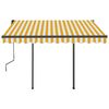 vidaXL Toldo retr&aacute;til manual com postes 3x2,5 m amarelo e branco