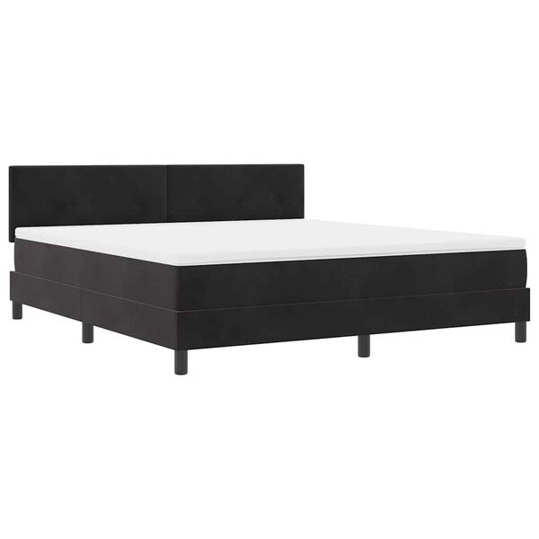 vidaXL Cama Box Spring LED com colch&atilde;o Preto 180 x 200 cm Veludo