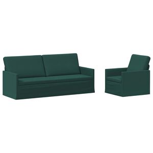 vidaXL Conjunto de Sof&aacute;s 2 pcs Verde-Escuro Tecido