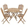 vidaXL 5 pcs conj. de jantar dobr&aacute;vel c/ almofad&otilde;es p/ exterior bambu