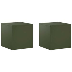 vidaXL Suporte para Plantas 2 pcs Verde-Azeitona 40 x 40 x 40 cm A&ccedil;o