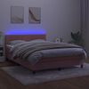 vidaXL Cama box spring c/ colch&atilde;o/LED 140x190 cm veludo rosa